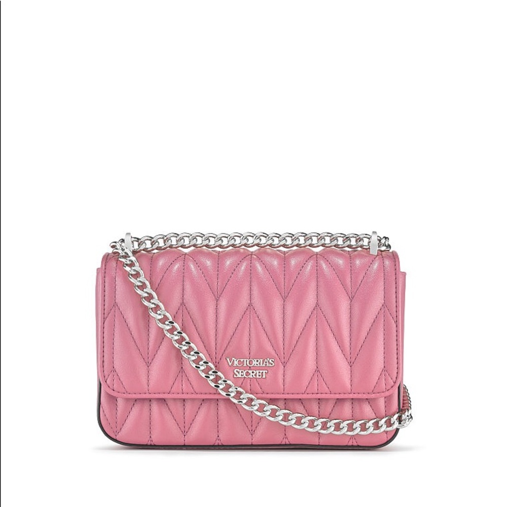 Victoria Secret Pink Silver Chevron Chain Handbag
